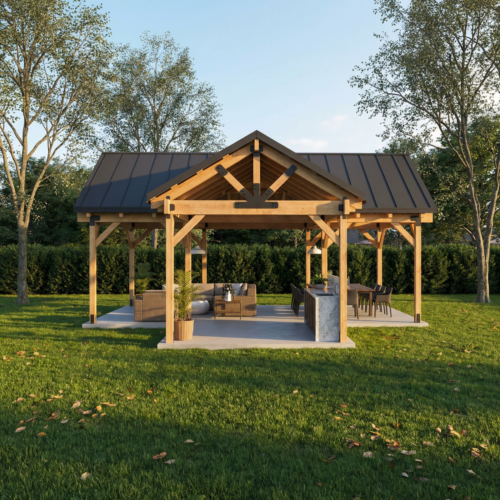 Outdoor Living Pavilion Plan-707 Sf Backyard Patio Designs