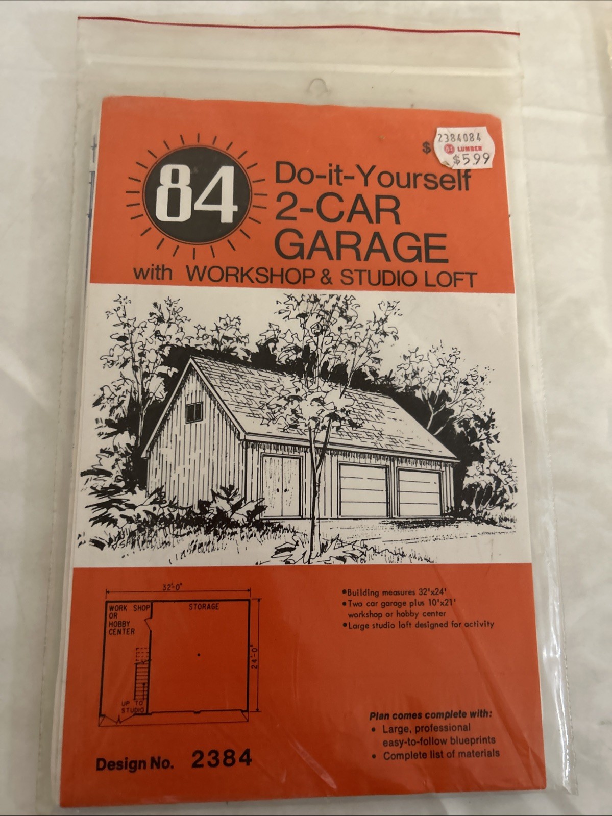 84 Lumber plans, lot of 2: 2-car garage, pole barn