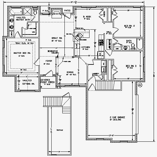 Amanda 1706G-4 log Home, House plan 3 bed room, 2 bath split plan in PDF