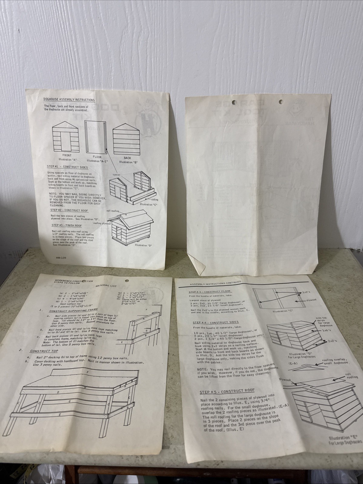 Vintage Handyman Kits Lot Of 4 Dog House Workbench Garage Tool