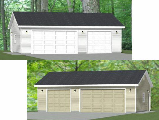 36×24 3-Car Garage — 864 sq ft — PDF Floor Plan — Model 3D and 3J