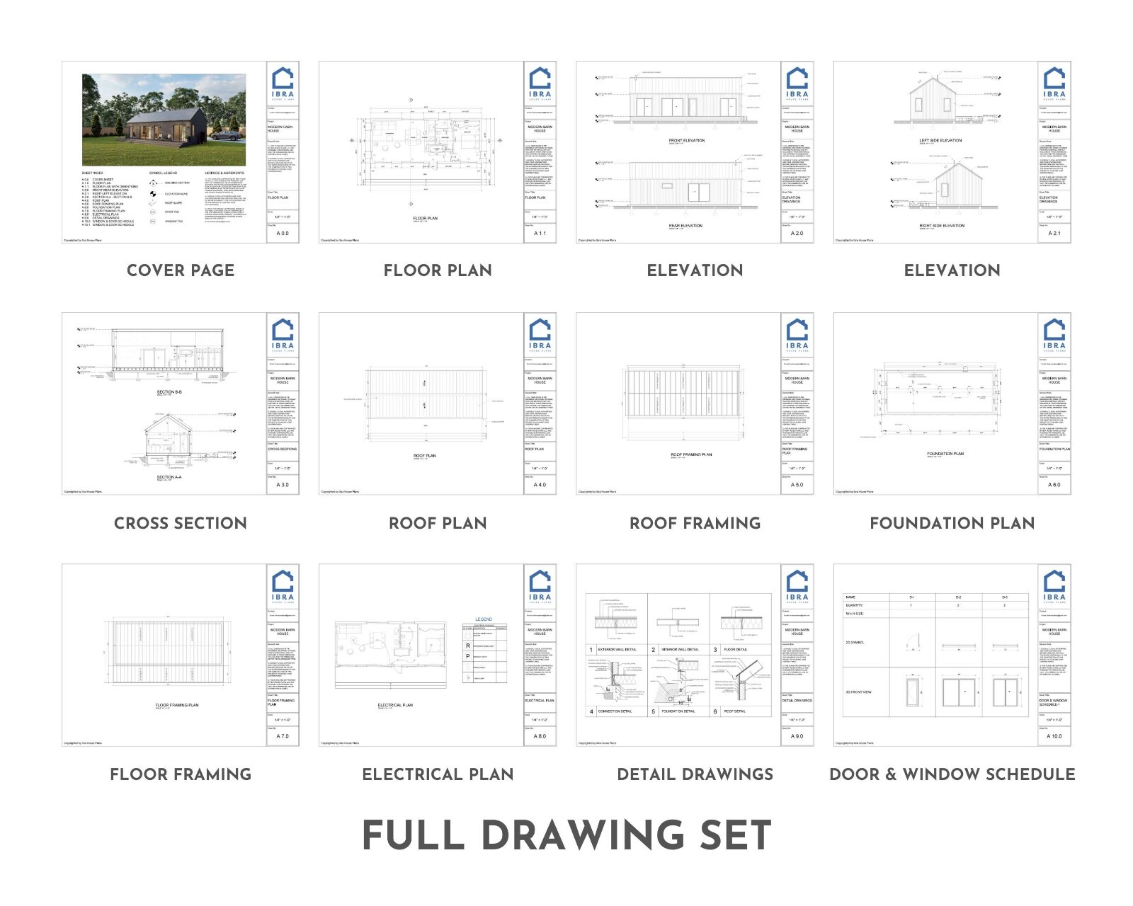 Modern Cabin House, 16′ x 40′, 640 Sq Ft, Tiny House, Architectural Plans