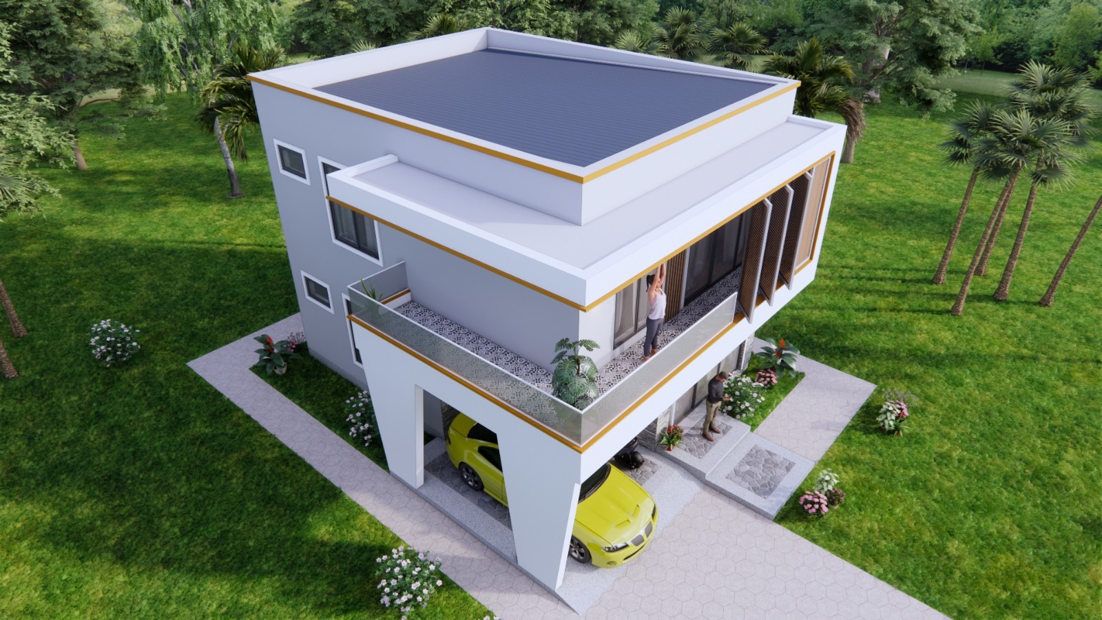 7×9 Meter House Plan 4 Bed 3 Bath | 23×30 Ft Hidden Shed Roof PDF & A4 Hard Copy