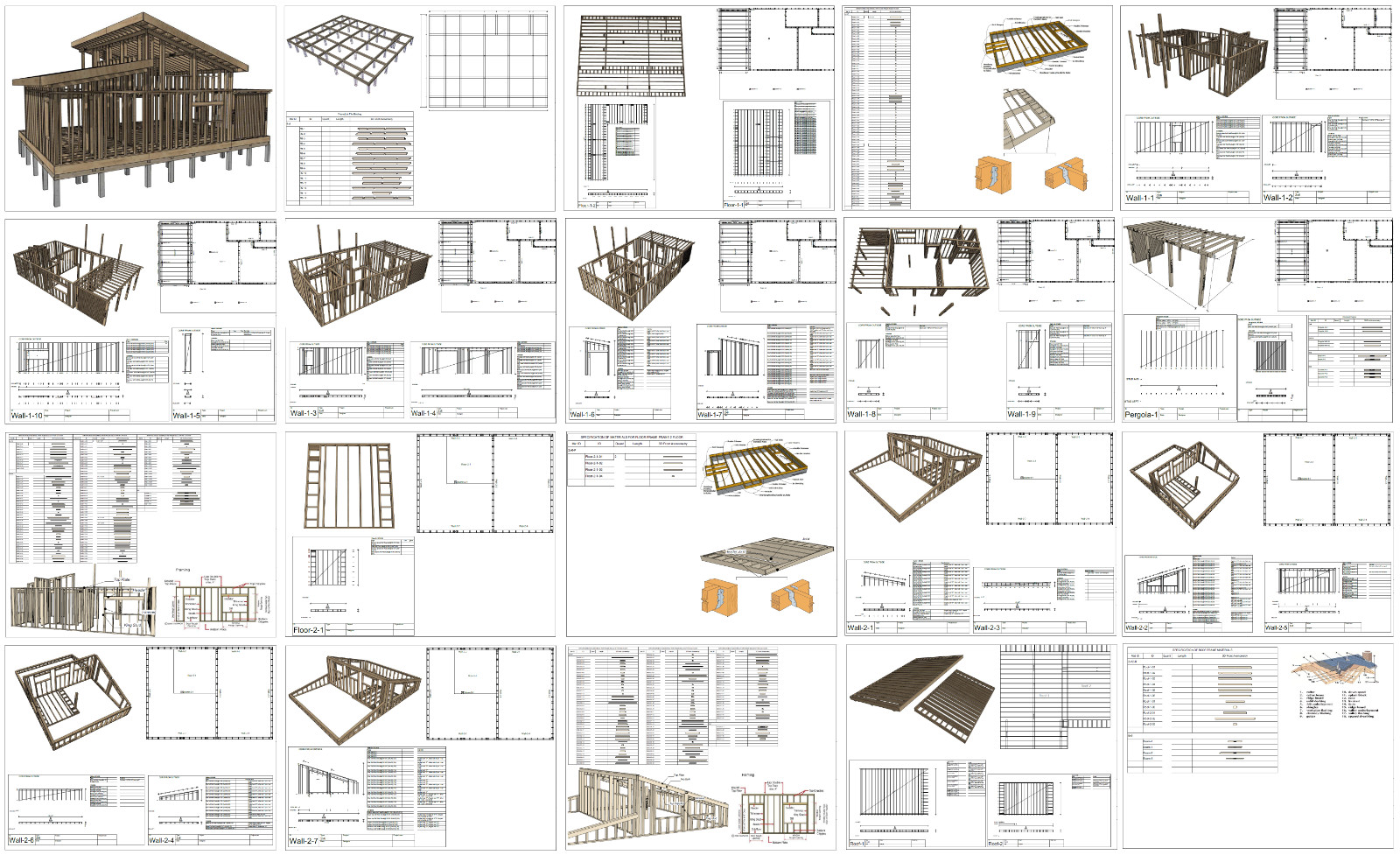 Cozy Charming Tiny House 2 Bed, 1 Bath Architectural Build Plans PDF Download