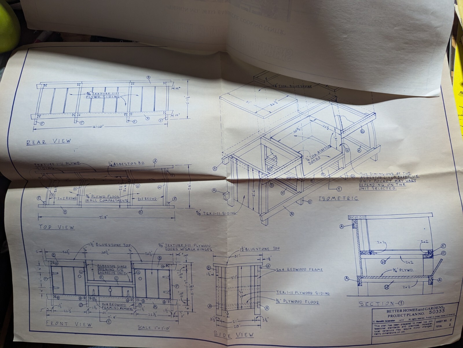 Better Homes & Gardens Wood Plans 1977 BBQ Cooking Center or Folding Cnvas Bench