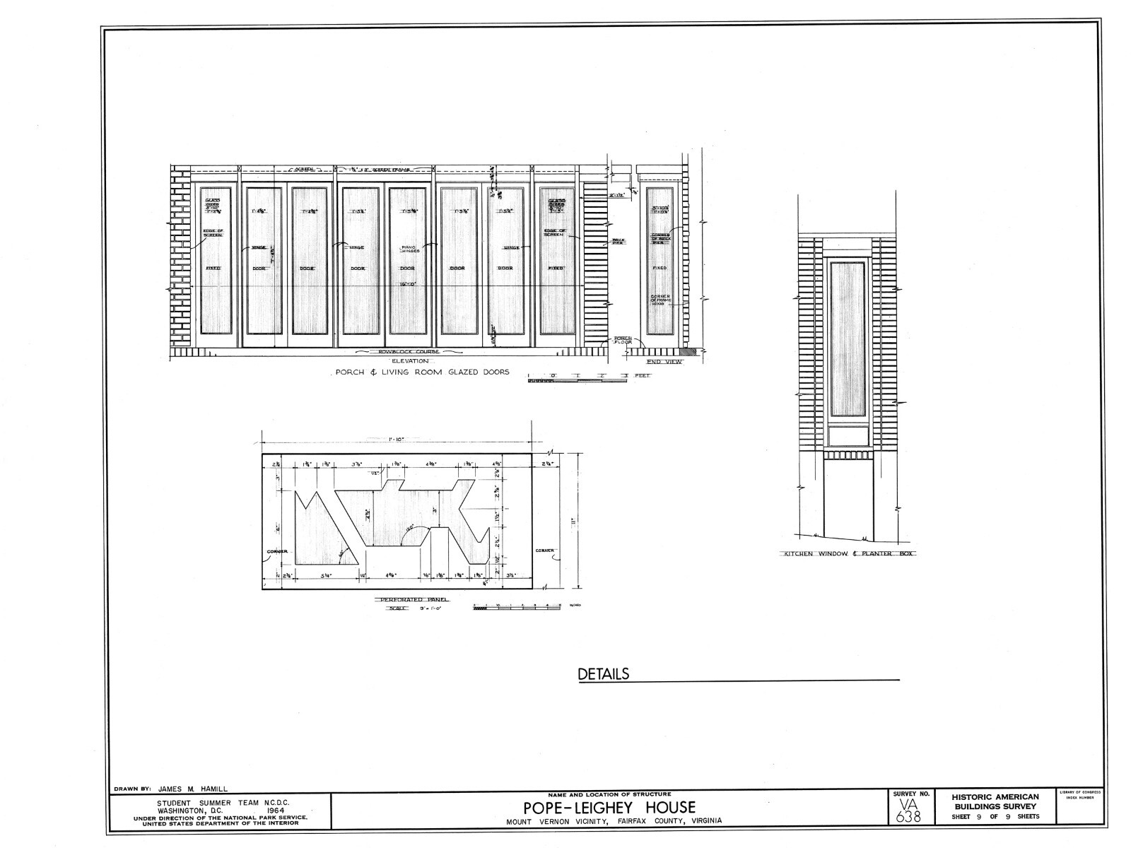 Pope House, a Frank Lloyd Wright Usonian Home, 2 bedrooms, architectural plans