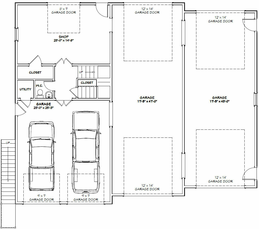 60×50 Apartment with 2-Car 2-RV Garage – PDF FloorPlan – 1,648 sqft – Model 2A