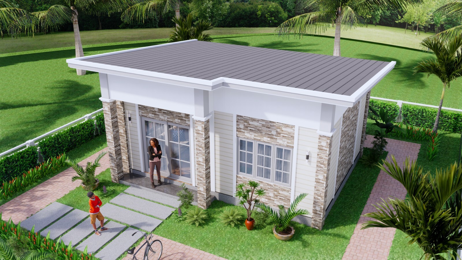 Small House Design 7×7 Meter 23×23 Feet 1 Bed 1 Bath Shed PDF (A4 Hard Copy)