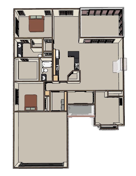 Complete Construction Plans PDF Small lot 55+ 3BR 2B 1820 + 2 car @ 1/4″ Scale