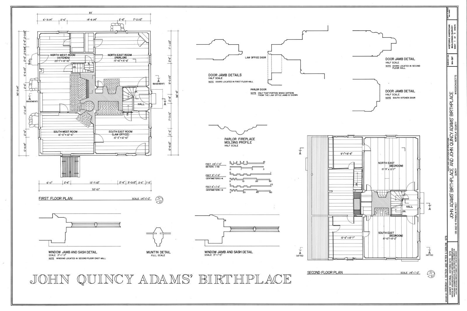 John Quincy Adams House, Saltbox Colonial, architectural home plans, 3 bedrooms