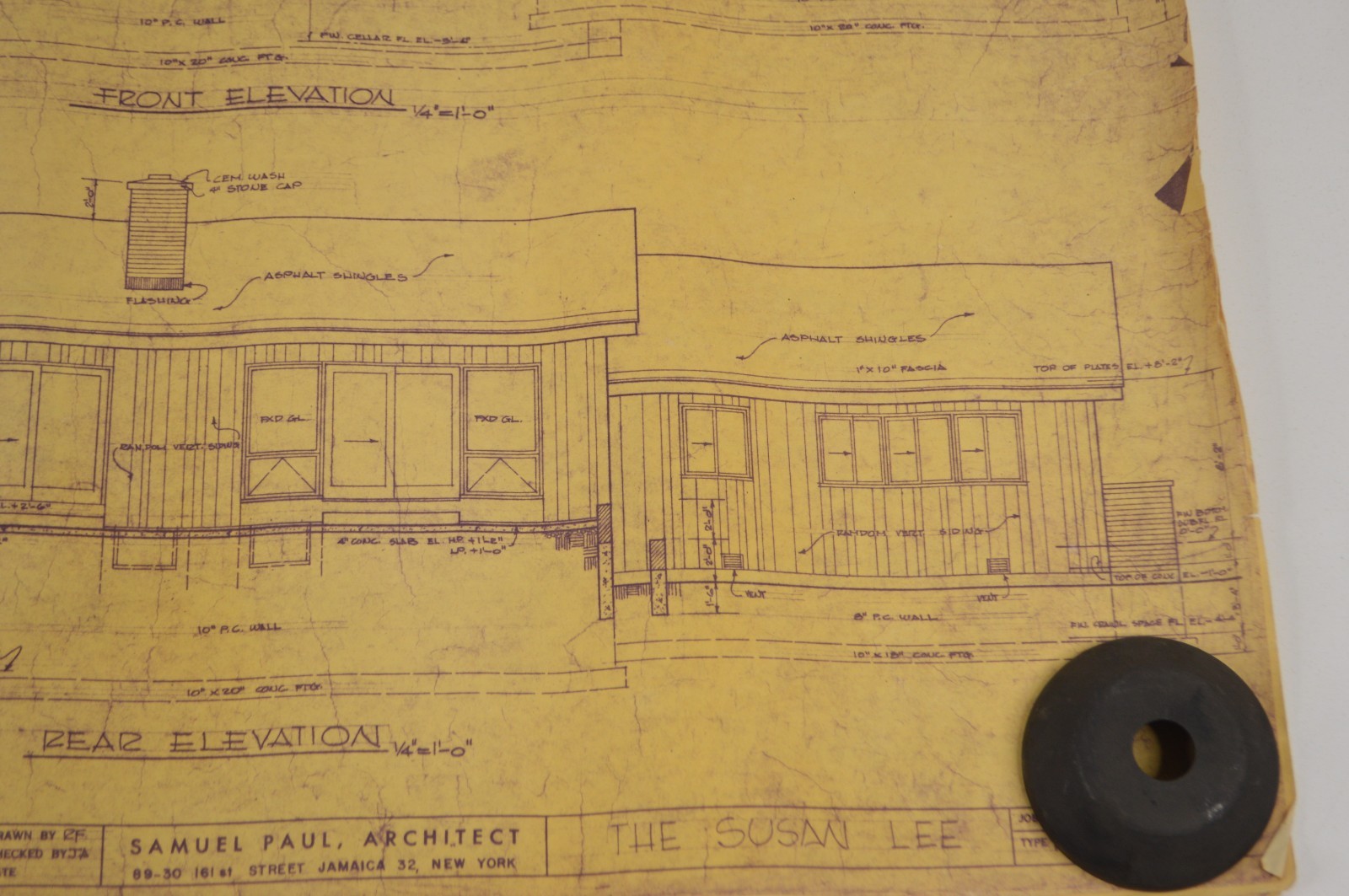 Original 1965 Home House Plans Samuel Paul Architect The Susan Lee 18×24″ Vellum