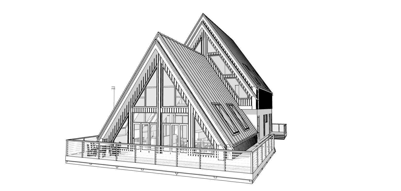 35’x65′ 4 Beds, 4 Bath Double A-Frame Architectural Build Plans PDF Download