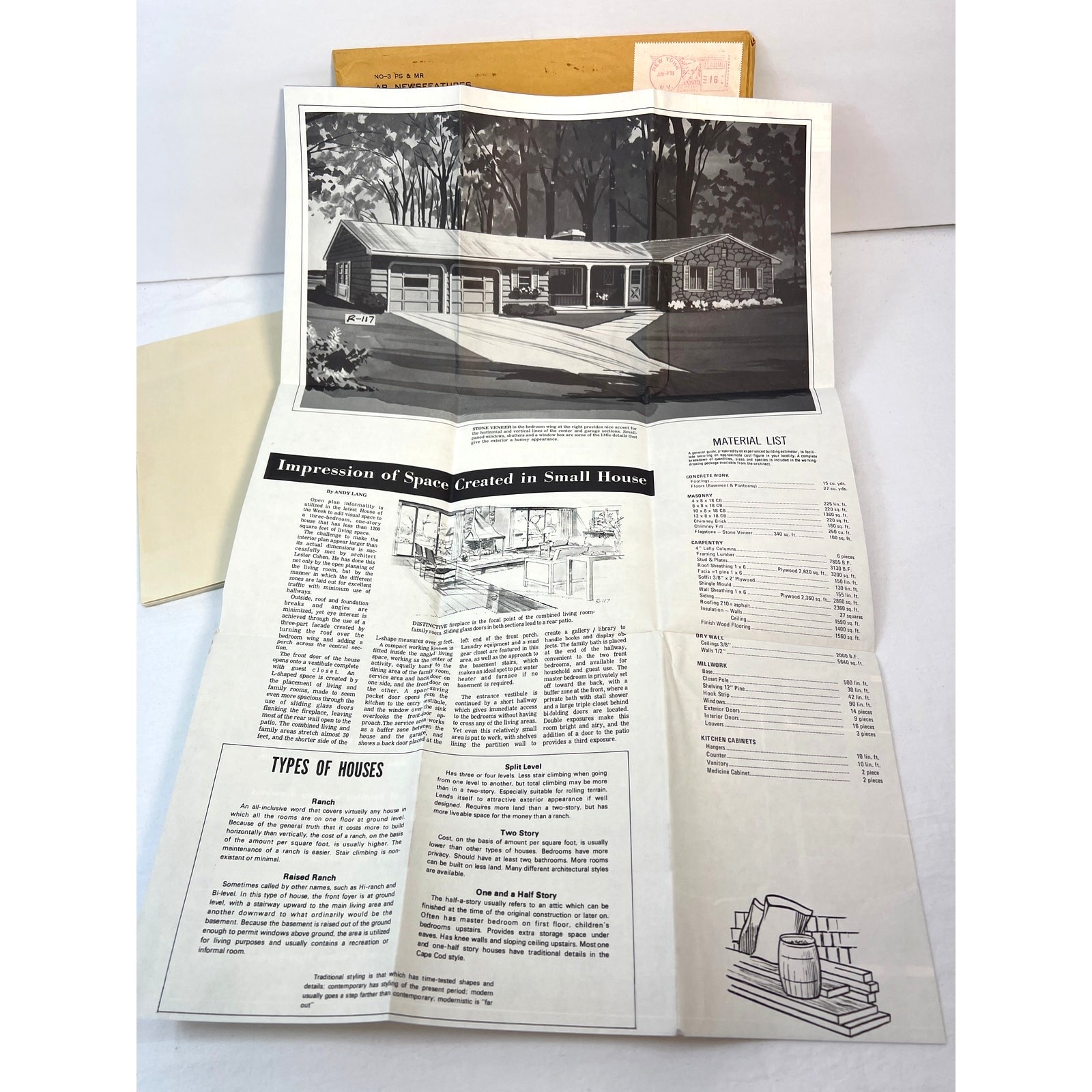 Vintage Ranch Homes Catalog w/ Home Of The Week Supplement 1975