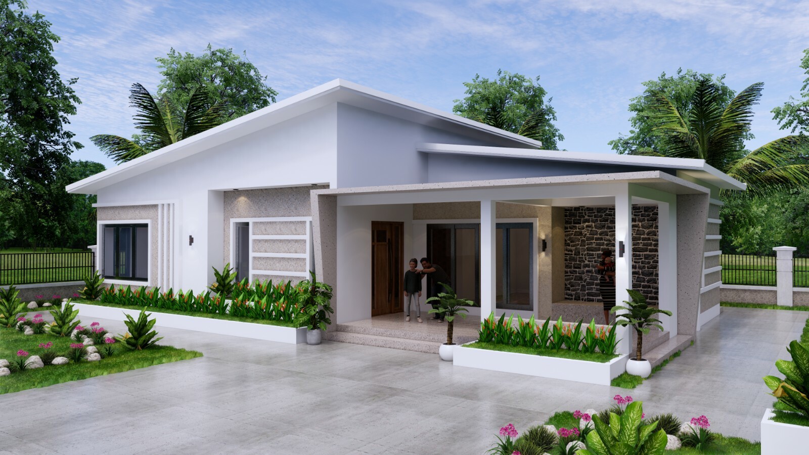 49×30 Feet House Plan 15×9 Meter with 3 Beds 3 Baths Shed Roof (A4 Hard Copy)