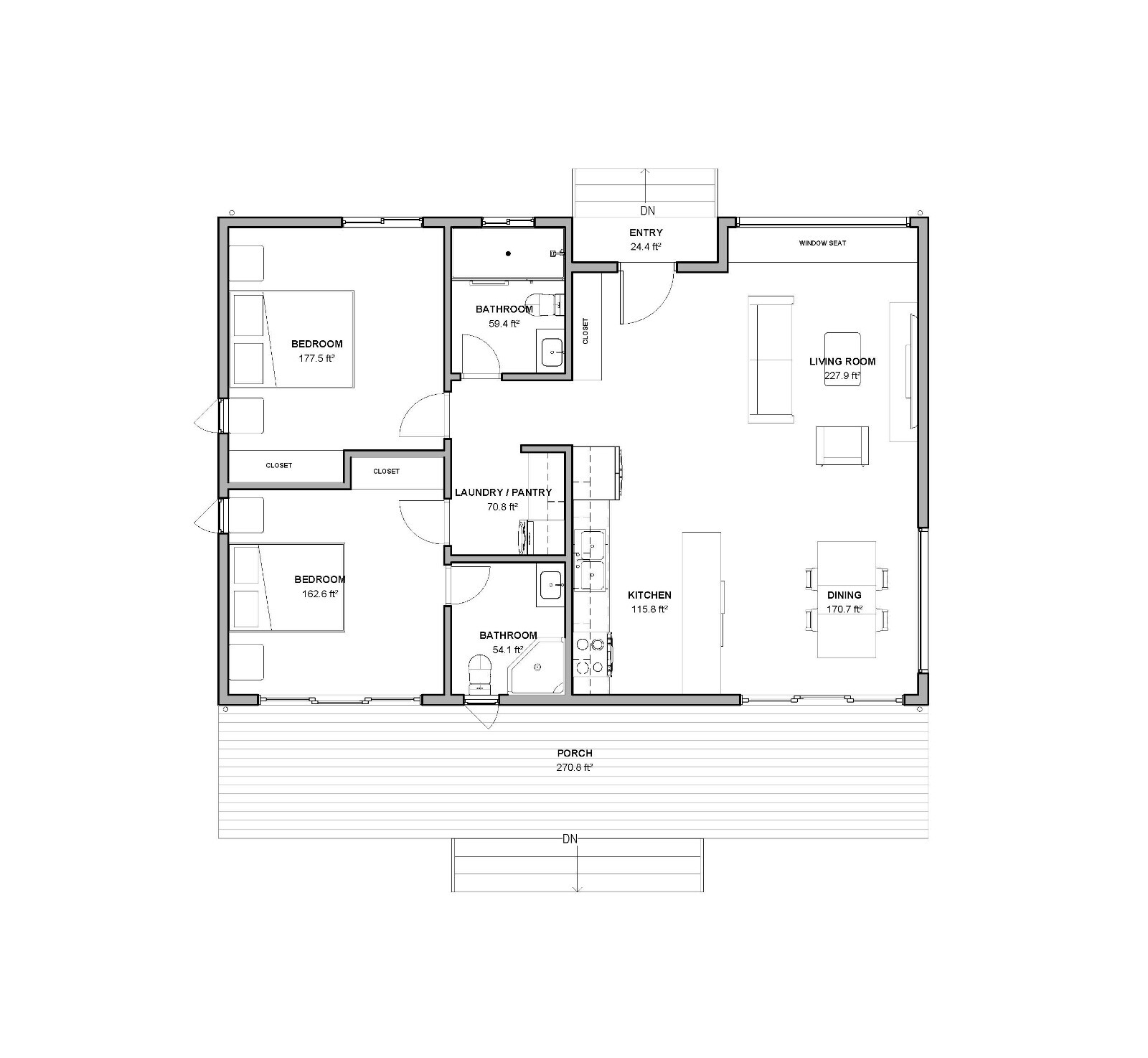 Barndominium House Cabin 2 Bed 2 Bath 40’x35′ 1400 sq ft. | PDF Download