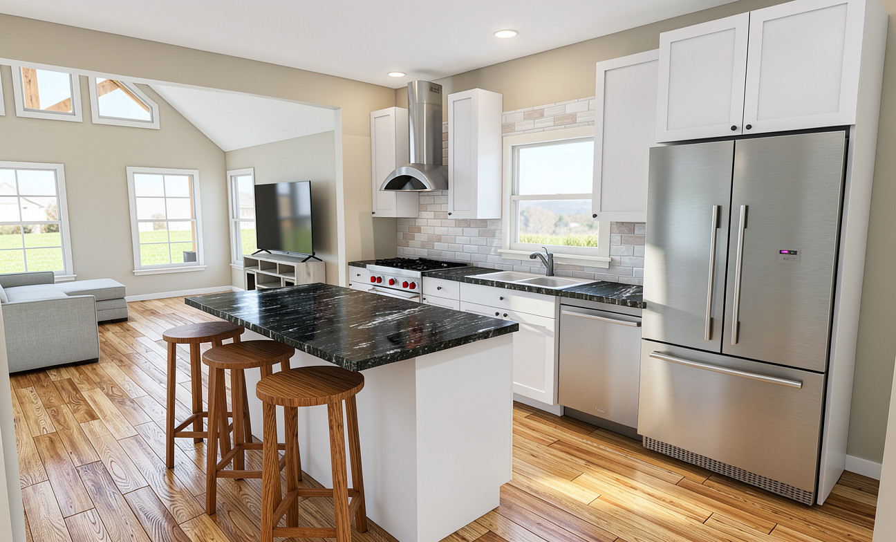 Modern Country Farmhouse Plan: 1,200 (Living) Sqft-3 Bedroom-2 bath