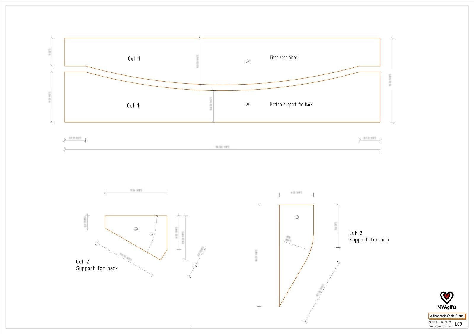 Complete plans + Assembly Manual to make an Adirondack chair from scratch – pdf