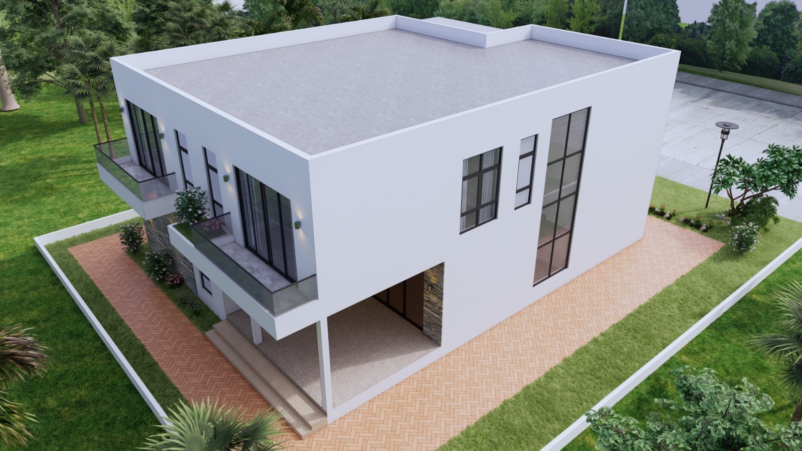 39×49 Feet Modern House Plan 12×15 Meter 5 Beds 6 Baths Flat Roof (A4 Hard Copy)