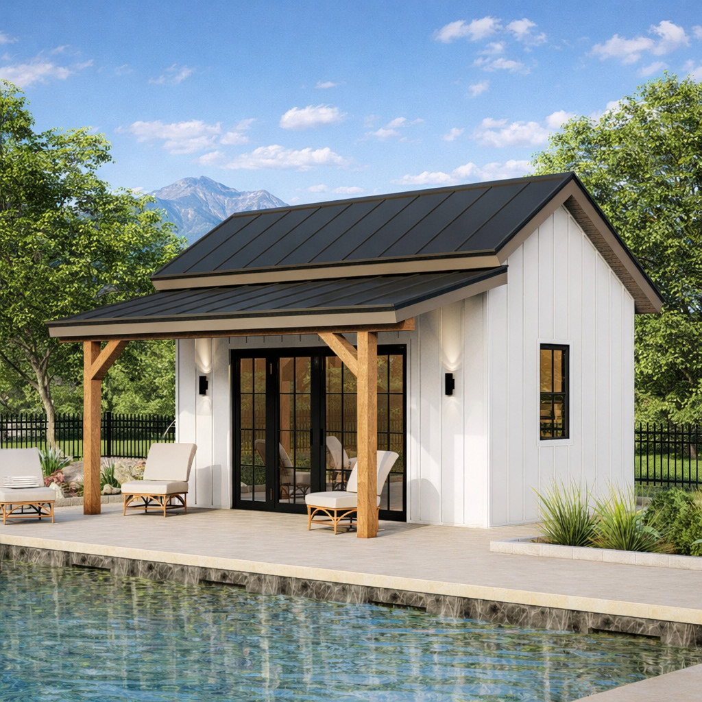 Backyard Office Shed Plans-Garden Studio with Porch Design