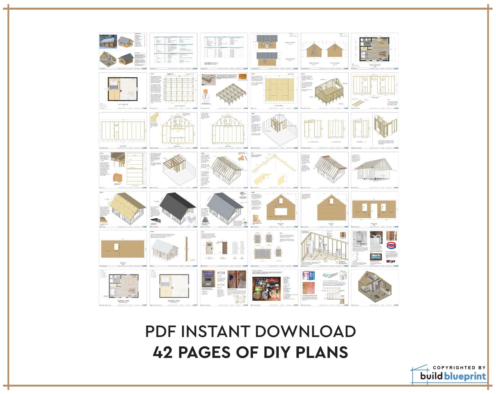 320SF Cabin w/ Loft DIY Plans – 16′ x 20′ Tiny House Build Instructions PDF