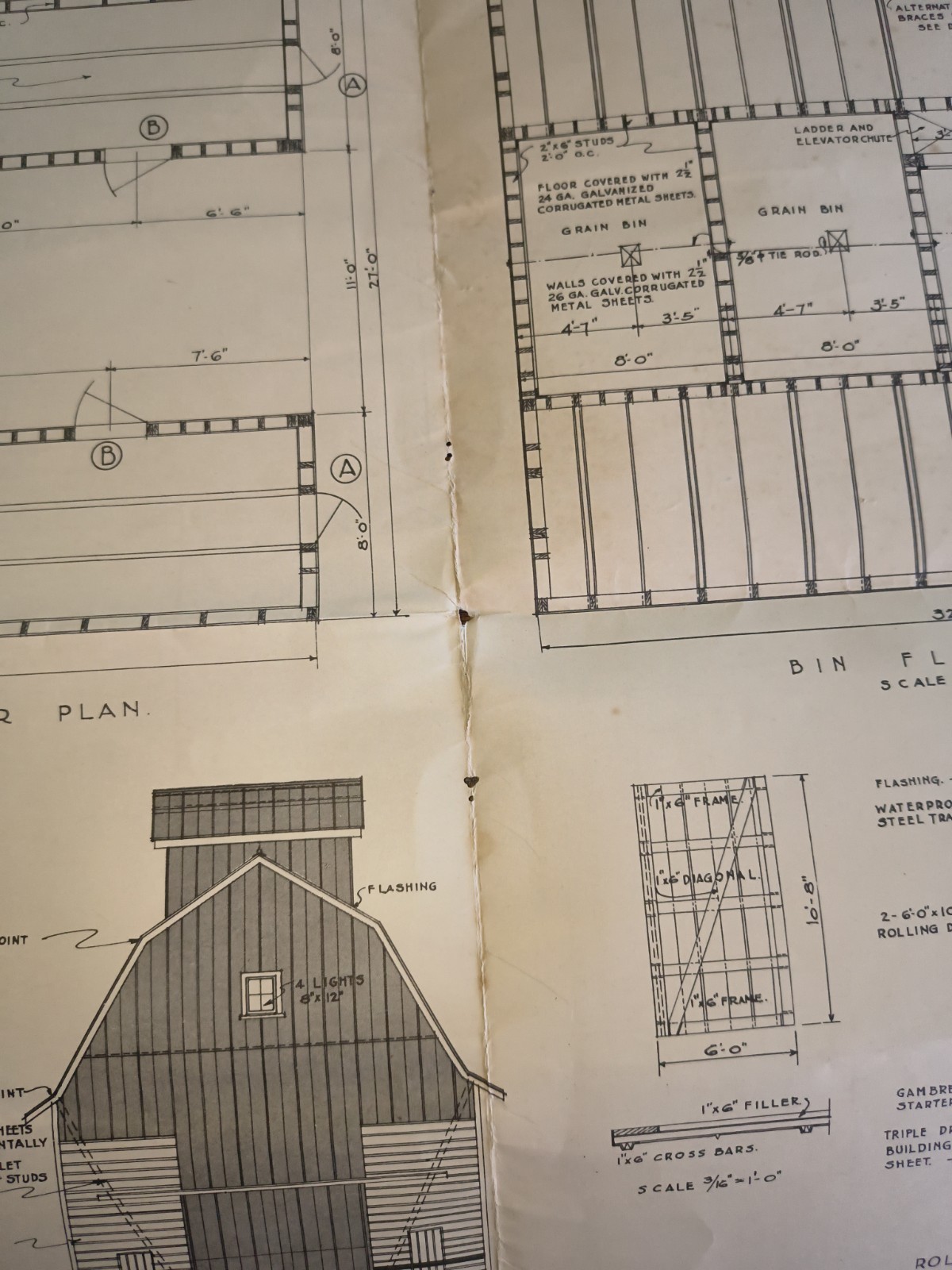Vintage Corn Crib And Grainary Blue Prints Building Plan Republic Steel Corp Chi