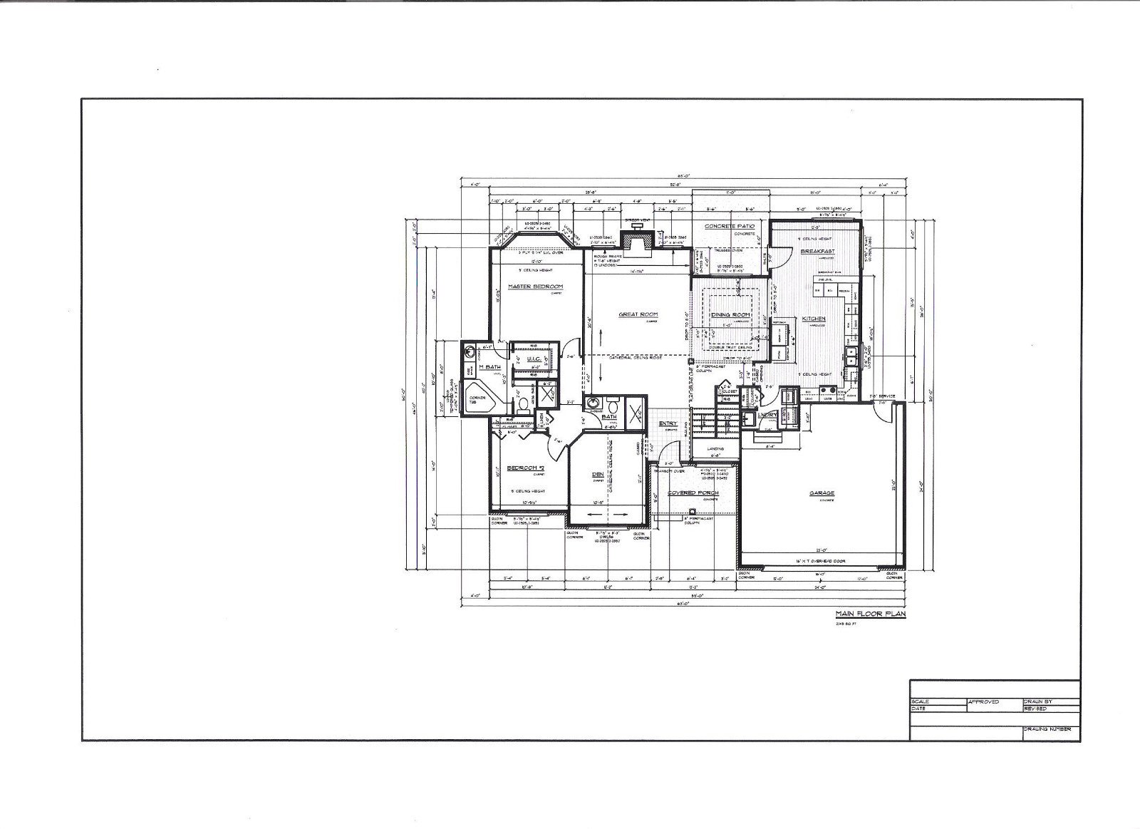Full Set of single story 3 bedroom house plans 2,145 sq ft