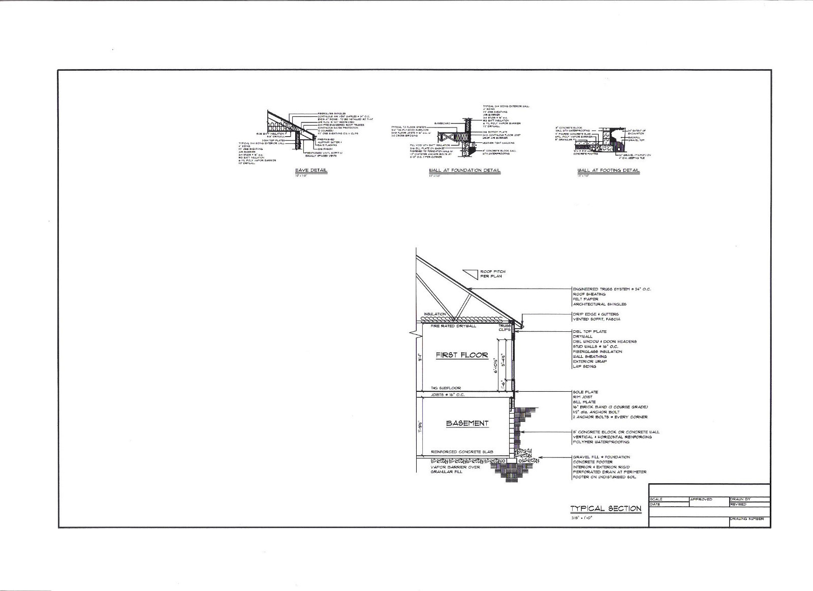 Full Set of single story 3 bedroom house plans 2,145 sq ft