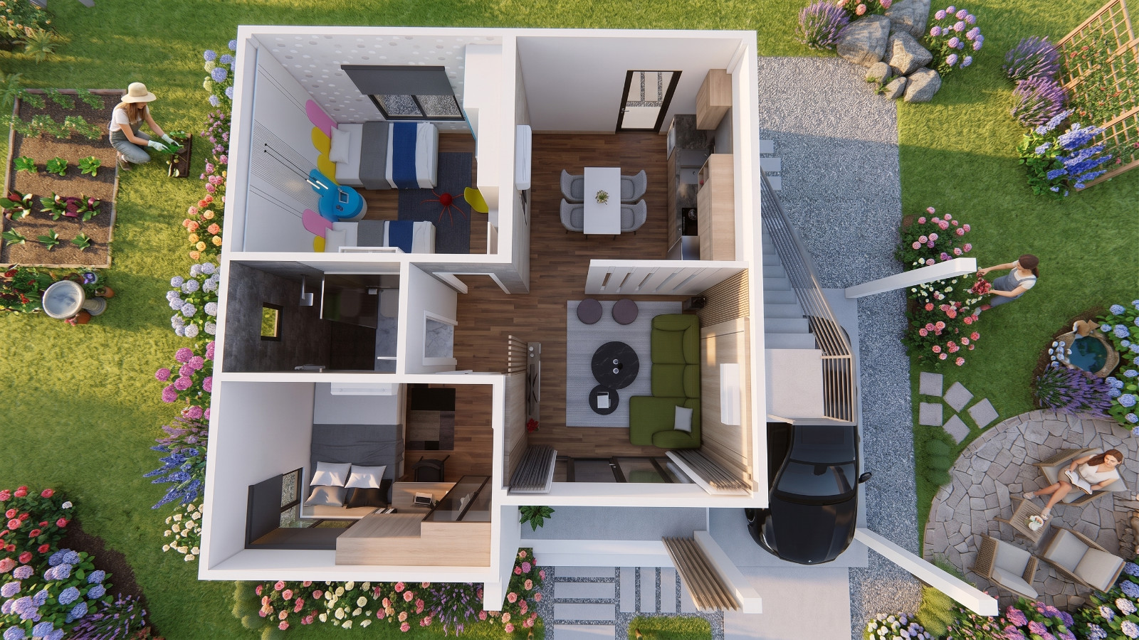 35×27 Ft House Design Plan 10.7×8.1 Meter 2 Bed 1 Bath A4 Printed PDF & CAD Plan
