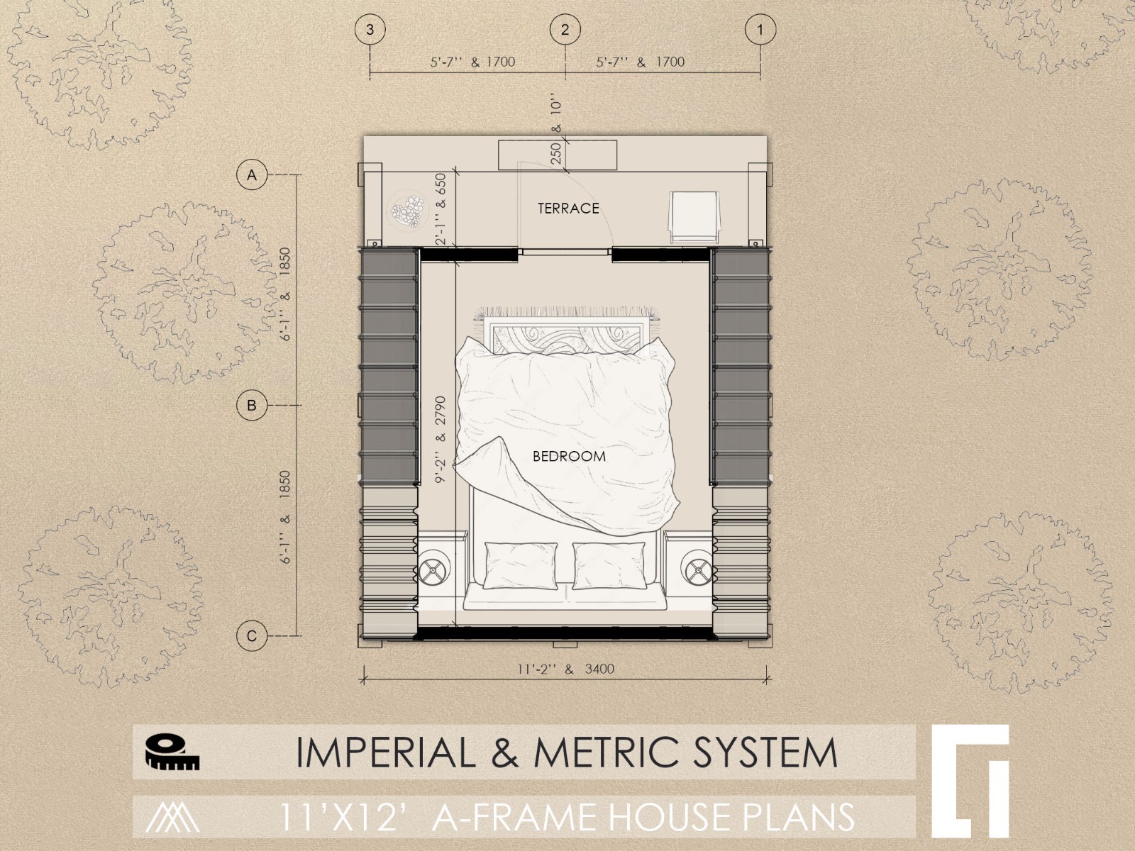 A-Frame House Cabin Plans -145SF- Blueprints – Modern