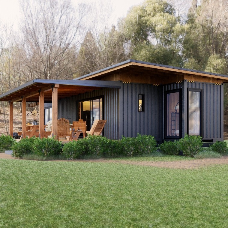 Container house plans – 2 bedrooms 1 bathroom – 3D images DWG CAD File And PDF