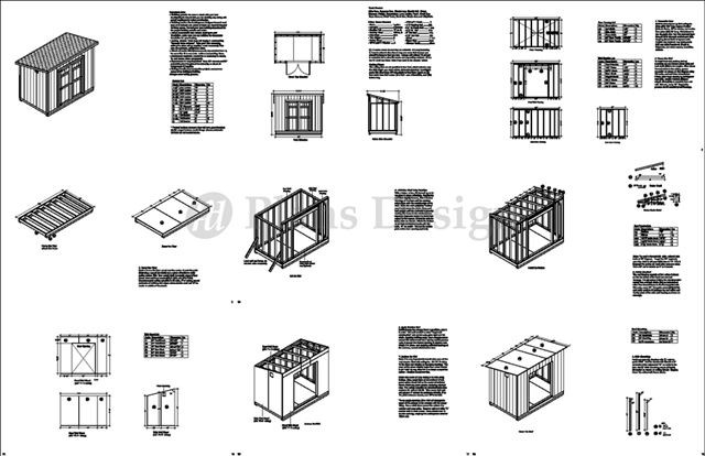 6′ x 10′ Shed Plans, Modern #D0610M, Material List and Step-by-step instructions