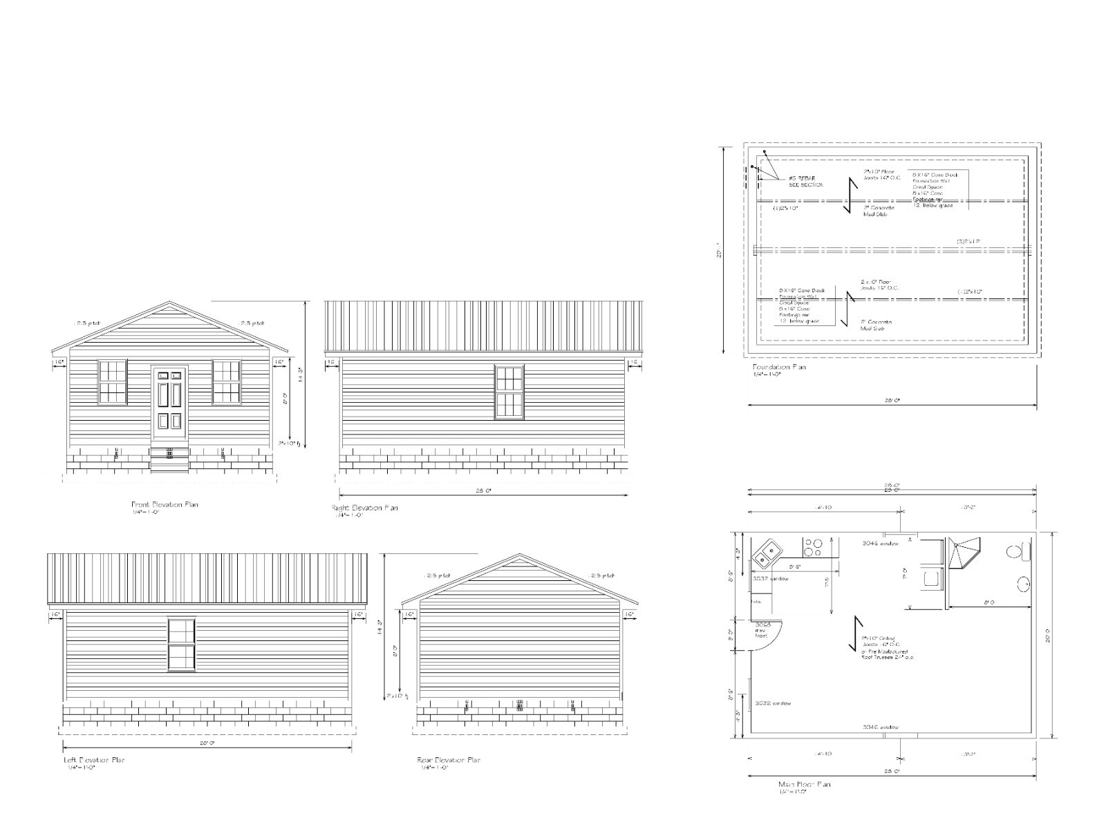 SMALL HOUSE PLAN 20X28 28X20 SMALL HOUSE RANCH GABLE ROOF PLAN # 8710 SH
