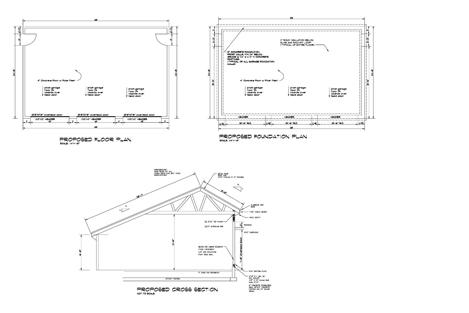 24’X38′- 38’X24′ SALT BOX 3 CAR GARAGE PLANS POLE BARN GARAGE PLAN 17-2438-SB-1