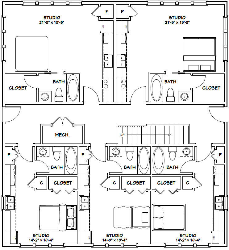 44×48 10-Plex – PDF FloorPlan – 4,114 sqft – Model 4E