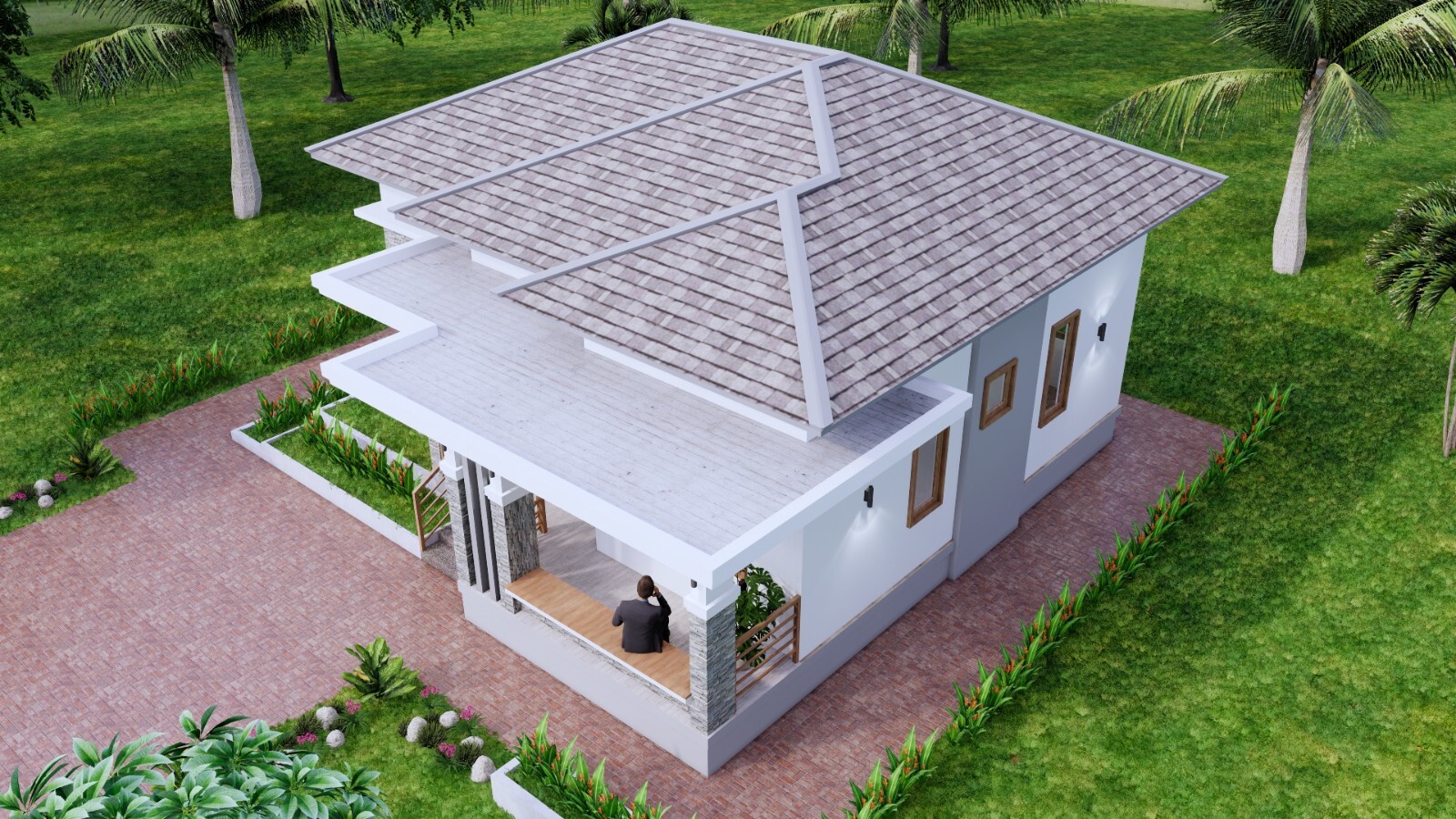 30×30 Custom House Plan 9×9 Meter 3 Beds 2 Baths Hip Roof PDF (A4 Hard Copy)