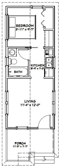 12×30 Tiny House — 358 sq ft — PDF Floor Plan — Model 1A