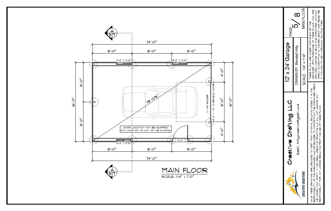 Blueprint for 16′ x 24′ – Post Framed Garage/Shop Plans (Pole Barn)