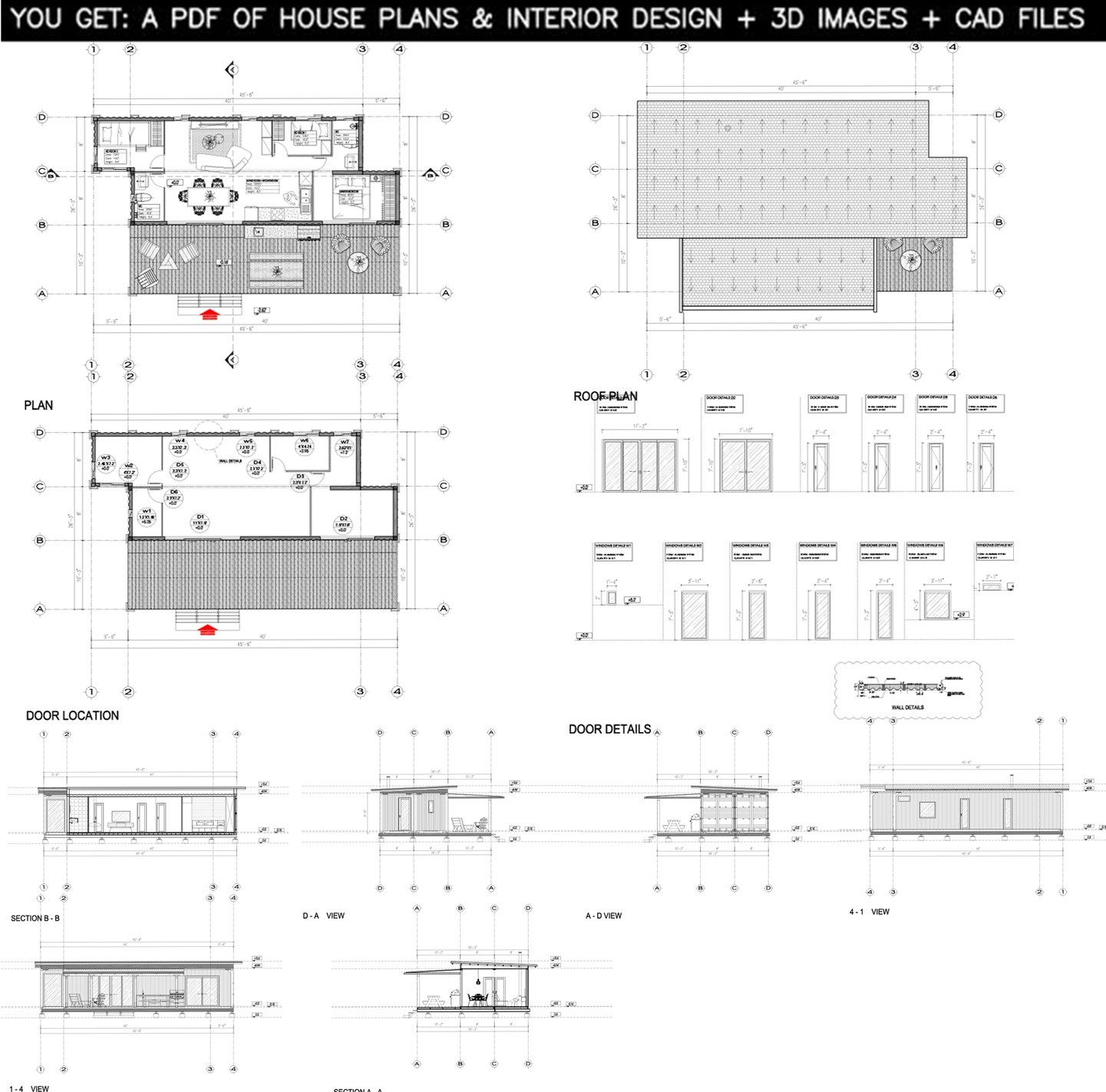 Container house plans – 3 bedrooms – 2 bathrooms – Digital PDF File