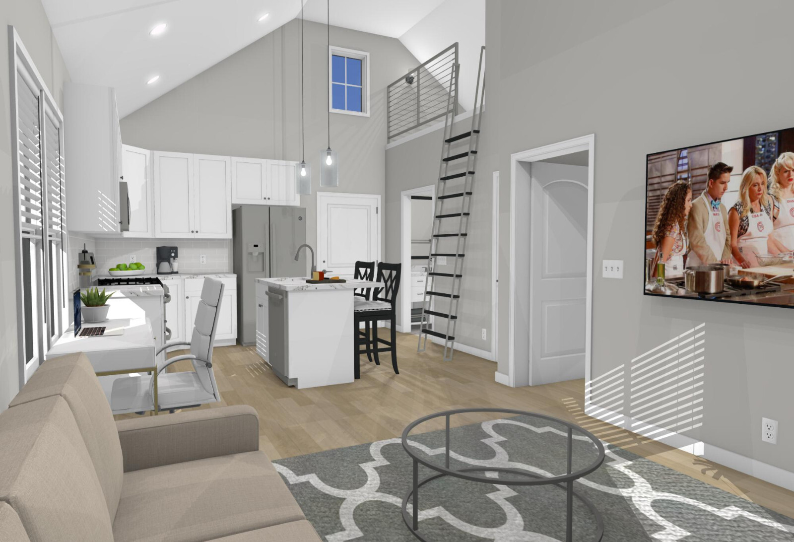 Garage Apartment (ADU) – 1 BR/1BA w/ Loft – Full House Plans, Blueprints #30010B