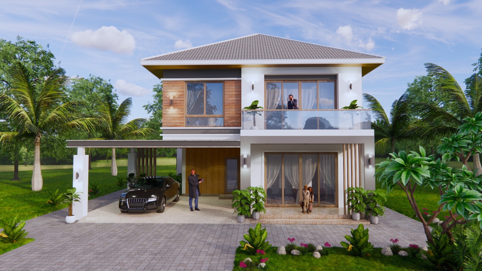 29×39 Feet House Design Plans 8.5×12 Meter 4 Bed 3 Bath Hip Roof (A4 Hard Copy)