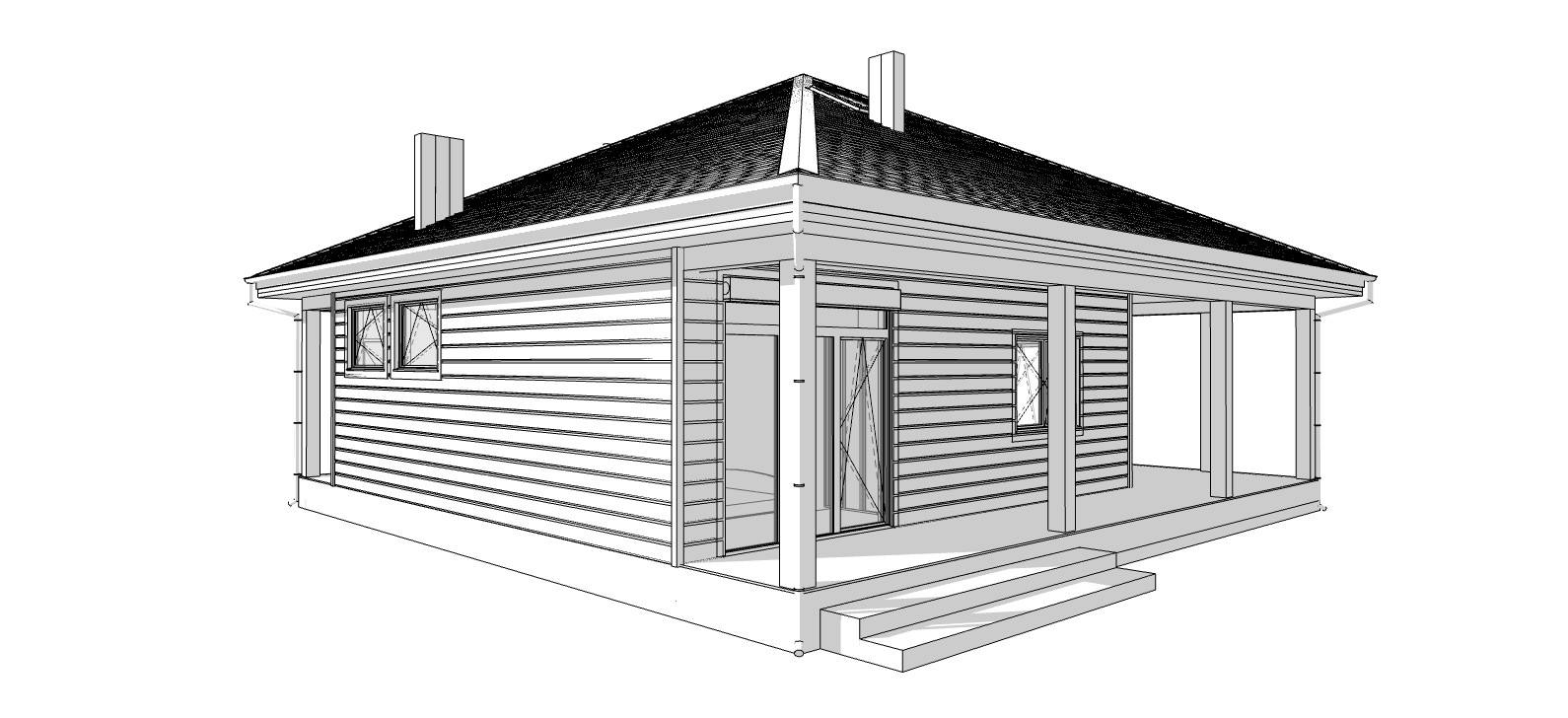 Charming Home 3 Bed, 1 Bath, 729SF Architectural Build Plans PDF Download