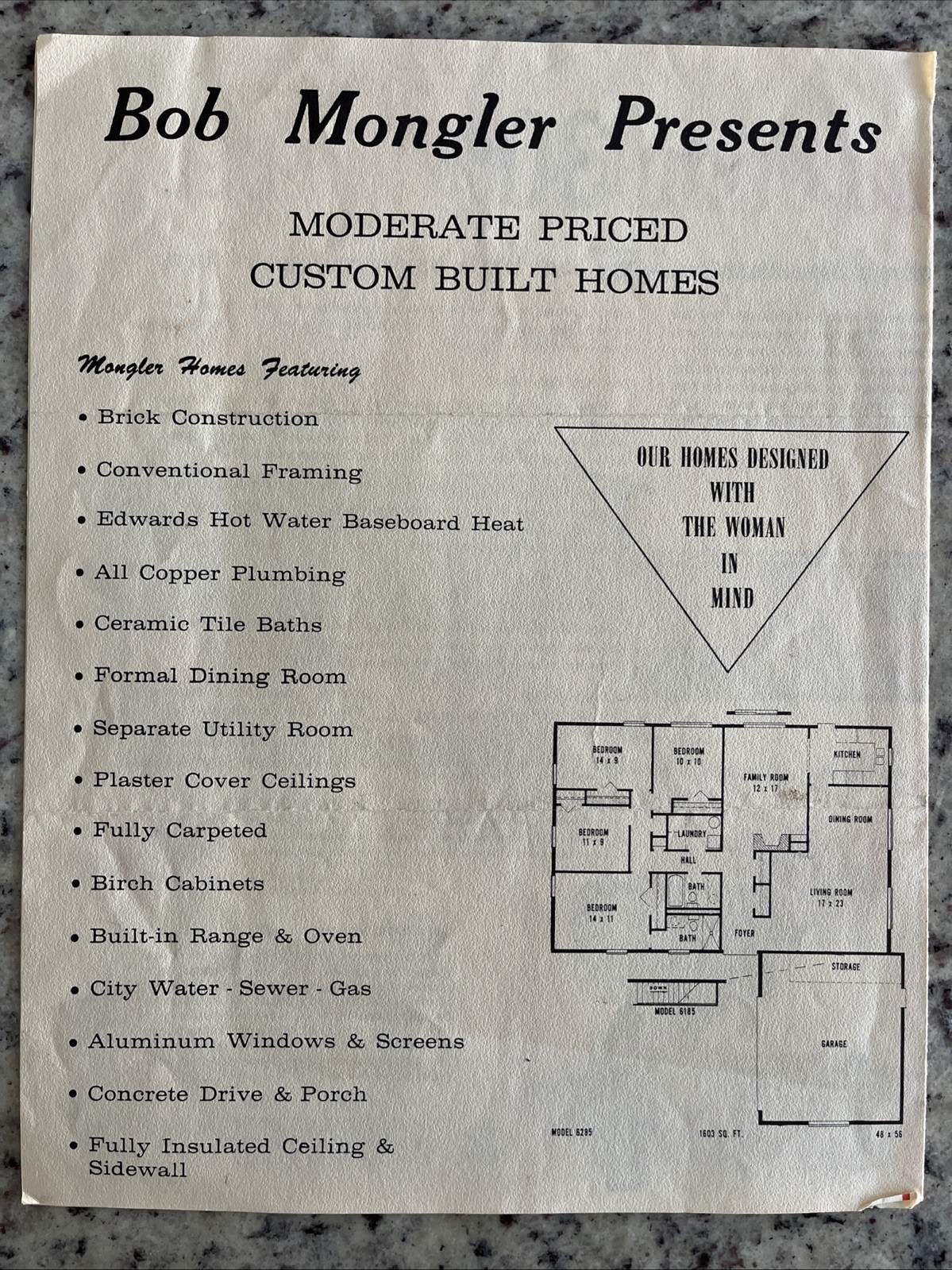 Vintage 1950s Home Plan Brochure Bob Mongler Construction Co Moberly MO Kehoe