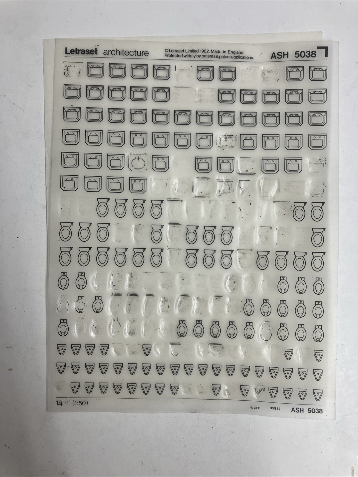 Letraset Architecture Bathroom And Kitchen Transfer Sheets – Lot Of 16 Used