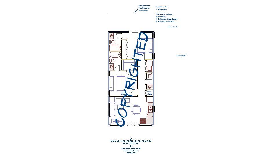 820sqft – 20’x41′ – 2bedrms2.5baths – Tiny House Plan* – ala cart