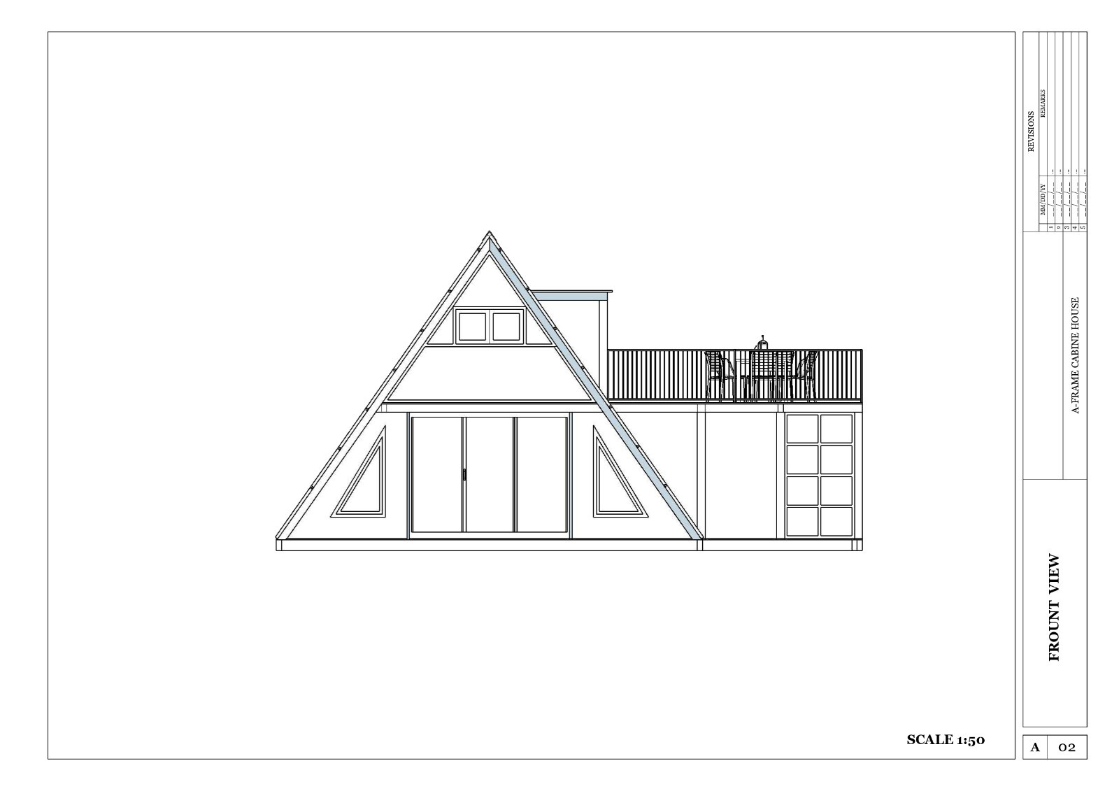 A-Frame Cabin House Plan with Auto CAD File, Blueprint PDF & Realistic 3D Images