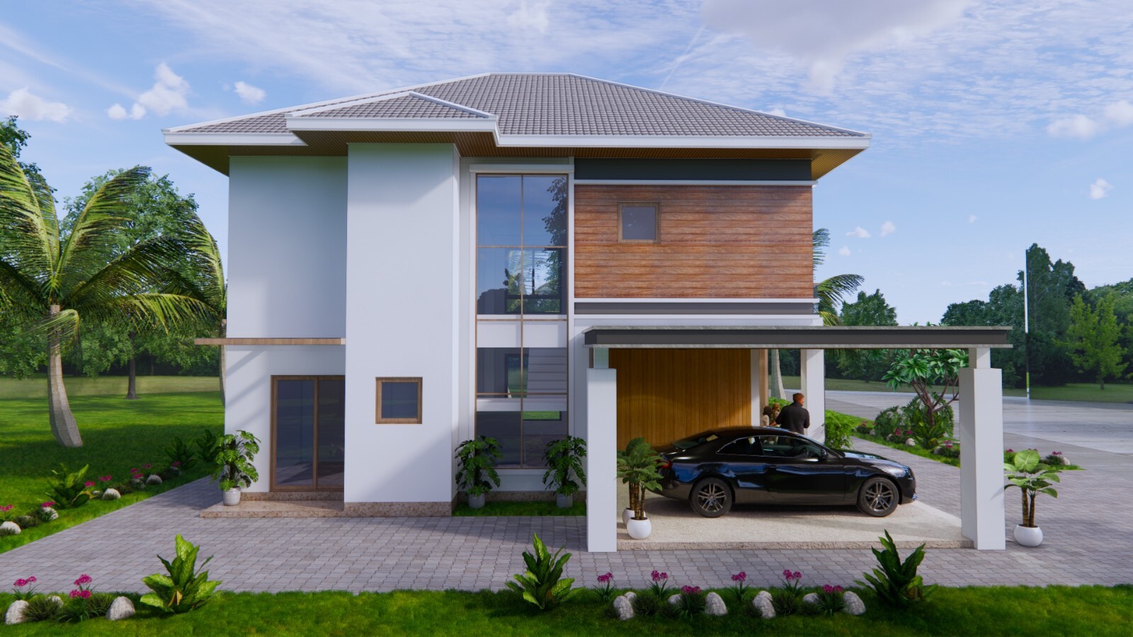 29×39 Feet House Design Plans 8.5×12 Meter 4 Bed 3 Bath Hip Roof (A4 Hard Copy)