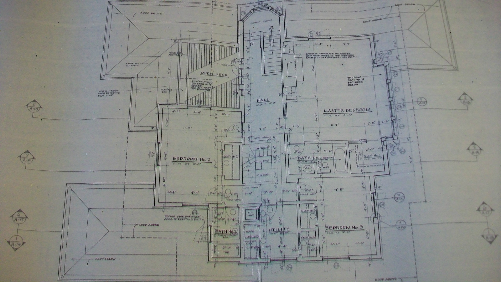 HILLS-DECARO FRANK LLOYD WRIGHT HOUSE, SET OF RESTORATION BLUEPRINTS from 1976