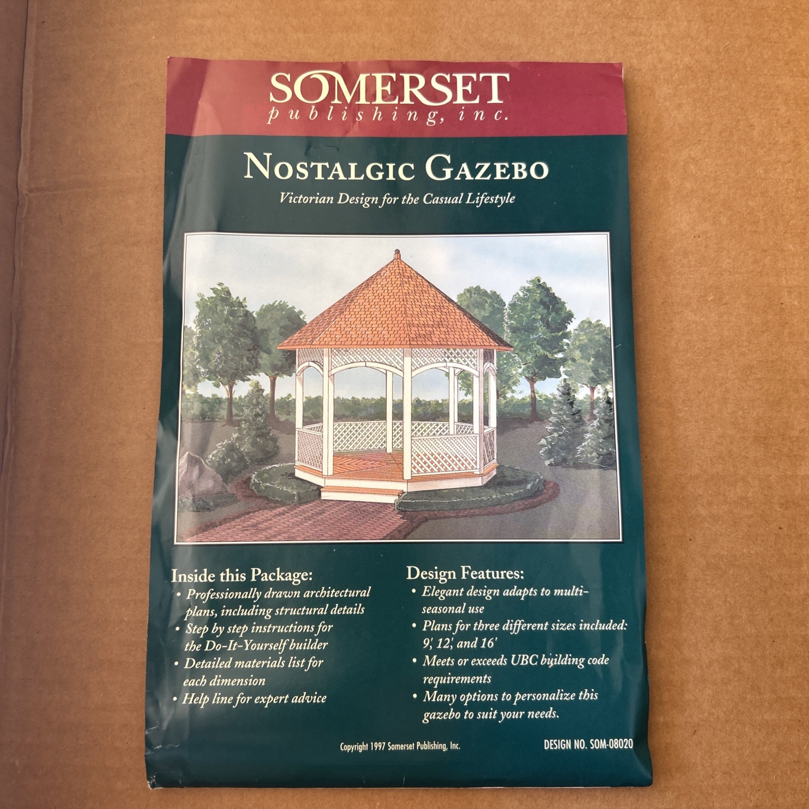 Vintage Nostalgic Gazebo Building Pattern Blueprints Somerset SOM-08020