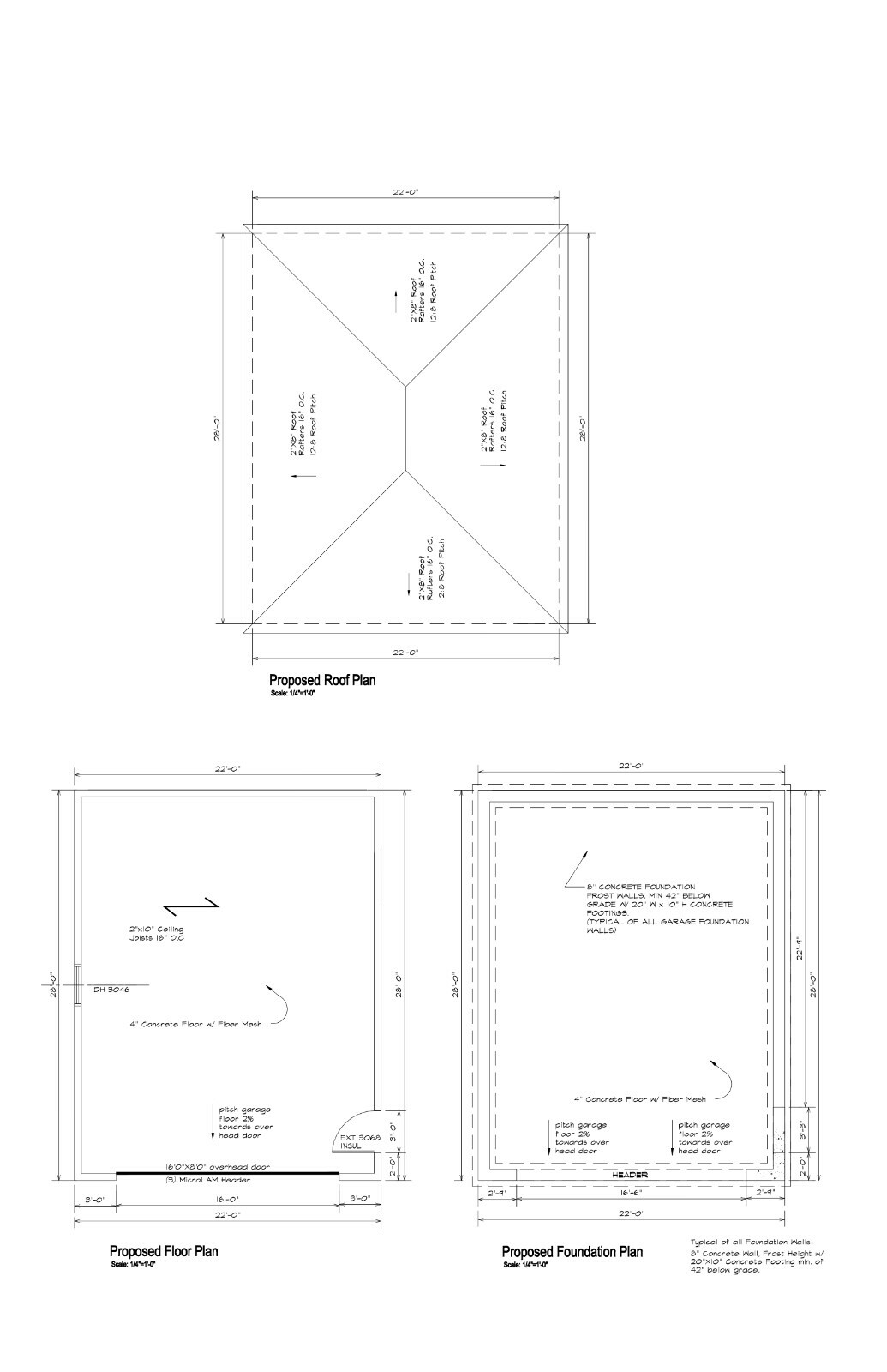 22’X28′ HIP ROOF GARAGE PLANS 22’X28′ TWO CAR GARAGE 19-2228HIP-7 w/ mat’l list