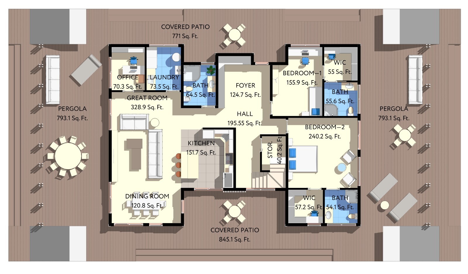 100’x56’ 4-Bedrooms, 4-Bathrooms Charming A-Frame Architectural Build Plans PDF